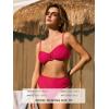 CUPSHE Women’s Bikini Sets Two Piece Swimsuit High Waisted Bathing Suit Sweetheart Neck U Wire Back Hook Ruched(Rose Red)