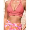 CUPSHE Women’s Bikini Sets Two Piece Swimsuit High Waisted Bathing Suit V Neck Cutout Halter Back Tie(Pink/Floral)