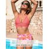CUPSHE Women’s Bikini Sets Two Piece Swimsuit High Waisted Bathing Suit V Neck Cutout Halter Back Tie(Pink/Floral)