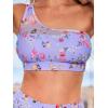 CUPSHE Women’s Bikini Sets Two Piece Swimsuit High Waisted Bathing Suits One Shoulder Mesh Swimwear(Lavender/Floral)