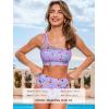 CUPSHE Women’s Bikini Sets Two Piece Swimsuit High Waisted Bathing Suits One Shoulder Mesh Swimwear(Lavender/Floral)