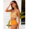 CUPSHE Women’s Bikini Sets Two Piece Swimsuit High Waisted V Neck Twist Front Adjustable Spaghetti Straps Bathing Suit(Bright Yellow Floral)