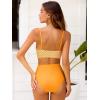 CUPSHE Women’s Bikini Sets Two Piece Swimsuit High Waisted V Neck Twist Front Adjustable Spaghetti Straps Bathing Suit(Bright Yellow Floral)