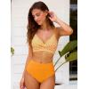CUPSHE Women’s Bikini Sets Two Piece Swimsuit High Waisted V Neck Twist Front Adjustable Spaghetti Straps Bathing Suit(Bright Yellow Floral)