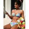 CUPSHE Women’s Bikini Sets Two Piece Swimsuit Low Rise Bathing Suit U Wire Self Tie Back Swimwear(Mint Green/Floral)