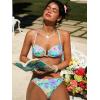 CUPSHE Women’s Bikini Sets Two Piece Swimsuit Low Rise Bathing Suit U Wire Self Tie Back Swimwear(Mint Green/Floral)