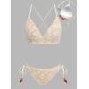 CUPSHE Women’s Bikini Sets Two Piece Swimsuit Mid Rise Bathing Suit Molded Cups Crossback Tie Textured(Cream White)