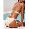 CUPSHE Women’s Bikini Sets Two Piece Swimsuit Mid Rise Bathing Suit Molded Cups Crossback Tie Textured(Cream White)