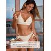 CUPSHE Women’s Bikini Sets Two Piece Swimsuit Mid Rise Bathing Suit Molded Cups Crossback Tie Textured(Cream White)