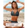 CUPSHE Women’s Bikini Sets Two Piece Swimsuit Mid Rise Bathing Suit Molded Cups Crossback Tie Textured(Dark Blue)