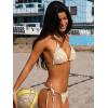 CUPSHE Women’s Bikini Sets Two Piece Swimsuit Sexy Low Rise Bathing Suit Halter Strappy Tie Cheeky Textured(Yellow/White)
