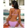 CUPSHE Women’s Bikini Sets Two Piece Swimsuit Sexy Mid Rise Bathing Suit Adjustable Straps Molded Cup Textured(Lavender Pink)