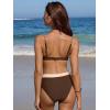 CUPSHE Women’s Bikini Sets Two Piece Swimsuit Underwire High Waisted Bathing Suit V Cut Color Block(Beige/Brown)