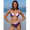 CUPSHE Women’s Bikini Sets Two Piece Swimsuit Underwire High Waisted Bathing Suit V Cut Color Block(Lavender/Purple)