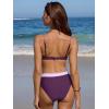 CUPSHE Women’s Bikini Sets Two Piece Swimsuit Underwire High Waisted Bathing Suit V Cut Color Block(Lavender/Purple)