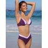 CUPSHE Women’s Bikini Sets Two Piece Swimsuit Underwire High Waisted Bathing Suit V Cut Color Block(Lavender/Purple)