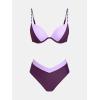 CUPSHE Women’s Bikini Sets Two Piece Swimsuit Underwire High Waisted Bathing Suit V Cut Color Block(Lavender/Purple)