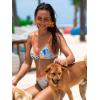 CUPSHE Women’s Bikini Sets Two Piece Swimsuit V Neck Back Hook Adjustable Straps Low Rise O Ring Bathing Suit(Orange/Blue Tropical)