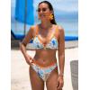 CUPSHE Women’s Bikini Sets Two Piece Swimsuit V Neck Back Hook Adjustable Straps Low Rise O Ring Bathing Suit(Orange/Blue Tropical)