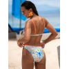 CUPSHE Women’s Bikini Sets Two Piece Swimsuit V Neck Back Hook Adjustable Straps Low Rise O Ring Bathing Suit(Orange/Blue Tropical)