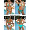 CUPSHE Women’s Bikini Sets Two Piece Swimsuit V Neck Reversible Bottom Halter Self Tie Back Hook(Mint Blue/Tropical)
