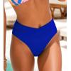 CUPSHE Women’s Bikini Swimsuit Black High Waisted High Cut Cheeky V Cut Bikini Bottom(Cobalt Blue)