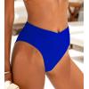 CUPSHE Women’s Bikini Swimsuit Black High Waisted High Cut Cheeky V Cut Bikini Bottom(Cobalt Blue)