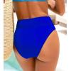 CUPSHE Women’s Bikini Swimsuit Black High Waisted High Cut Cheeky V Cut Bikini Bottom(Cobalt Blue)