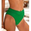 CUPSHE Women’s Bikini Swimsuit Black High Waisted High Cut Cheeky V Cut Bikini Bottom(Jade Green)