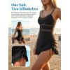 CUPSHE Women’s Bikini Swimsuit Bottom High Waisted Swim Skirt Ruffled Drawstring Mesh Ruched Bathing Suit(Black)