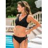 CUPSHE Women’s Bikini Swimsuit Front Cross Lace Up Two Piece Bathing Suit(Black/Polka Dot)
