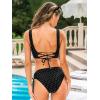 CUPSHE Women’s Bikini Swimsuit Front Cross Lace Up Two Piece Bathing Suit(Black/Polka Dot)