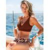 CUPSHE Women’s Bikini Swimsuit Front Cross Lace Up Two Piece Bathing Suit(Maroon Red/Floral)