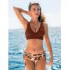 CUPSHE Women’s Bikini Swimsuit Front Cross Lace Up Two Piece Bathing Suit(Maroon Red/Floral)