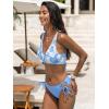 CUPSHE Women’s Bikini Swimsuit Front Cross Lace Up Two Piece Bathing Suit(Sky Blue/White)