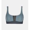 CUPSHE Women’s Bikini Top Scoop Neck Sporty Color Block Mesh Bathing Suit(Dark Teal/Dark Grey)