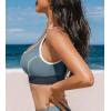 CUPSHE Women’s Bikini Top Scoop Neck Sporty Color Block Mesh Bathing Suit(Dark Teal/Dark Grey)