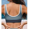 CUPSHE Women’s Bikini Top Scoop Neck Sporty Color Block Mesh Bathing Suit(Dark Teal/Dark Grey)