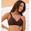 CUPSHE Women’s Bikini Top V Neck Twist Front Back Self Tie Adjustable Straps(Brown Paisley)