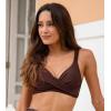 CUPSHE Women’s Bikini Top V Neck Twist Front Back Self Tie Adjustable Straps(Brown Paisley)