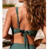 CUPSHE Women’s Bikini Top V Neck Twist Front Back Self Tie Adjustable Straps(Forest Green)