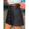 CUPSHE Women’s Denim Mini Skirt Button Front A-Line Jean High Waist Scalloped Hem Casual Outfits(Black)