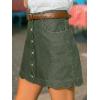 CUPSHE Women’s Denim Mini Skirt Button Front A-Line Jean High Waist Scalloped Hem Casual Outfits(Green)