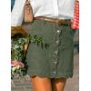 CUPSHE Women’s Denim Mini Skirt Button Front A-Line Jean High Waist Scalloped Hem Casual Outfits(Green)