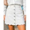 CUPSHE Women’s Denim Mini Skirt Button Front A-Line Jean High Waist Scalloped Hem Casual Outfits(White)
