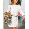 CUPSHE Women’s Denim Mini Skirt Button Front A-Line Jean High Waist Scalloped Hem Casual Outfits(White)