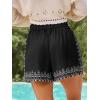 CUPSHE Women’s Floral Shorts Smocked Waist Drawstring Tassel Summer Casual Pockets Bottom(Black Floral)