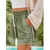 CUPSHE Women’s Floral Shorts Smocked Waist Drawstring Tassel Summer Casual Pockets Bottom(Green Floral)