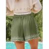 CUPSHE Women’s Floral Shorts Smocked Waist Drawstring Tassel Summer Casual Pockets Bottom(Green Floral)