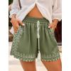 CUPSHE Women’s Floral Shorts Smocked Waist Drawstring Tassel Summer Casual Pockets Bottom(Green Floral)